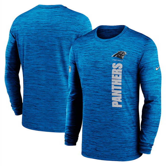 Men's Carolina Panthers Blue 2024 Sideline Team Velocity Performance Long Sleeve T-Shirt